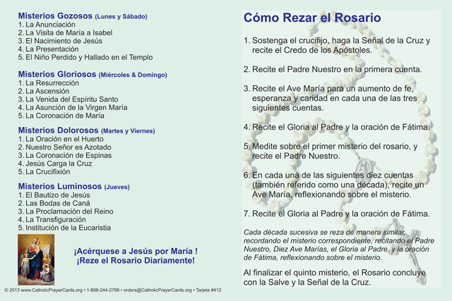 *SPANISH* How to Pray the Rosary Fold-over Card